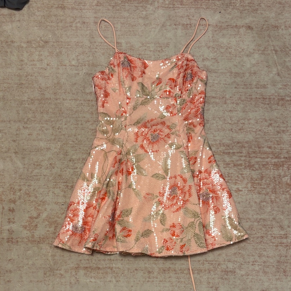WINDSOR Floral Sequin Dress - Pink and Green